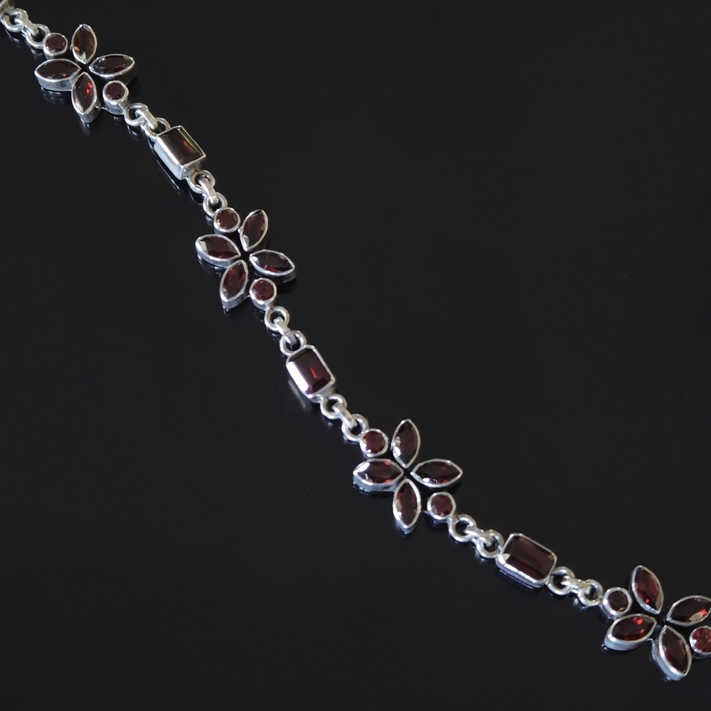NICKY BUTLER 925 Sterling Silver Designer NB Bracelet Mozambique Garnet 7.25" - Picture 10 of 16